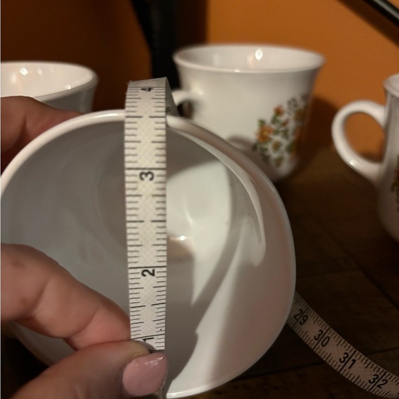 Vintage 1980s Corelle Indian Summer Set of 4 Coffee Mugs Tea Cups Orange Green - Picture 7 of 7